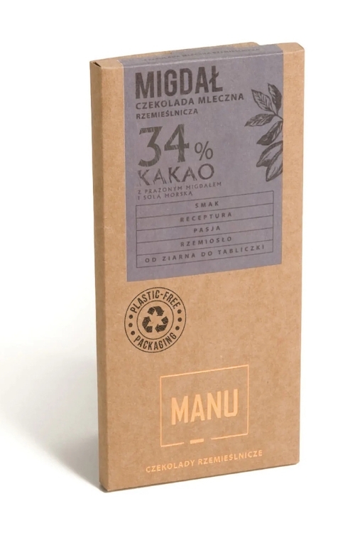Czekolada MANU Migdał i Sól - 34% kakao