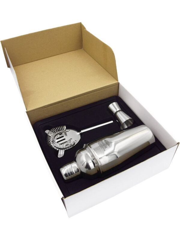 Zestaw barmański 3-częściowy: shaker, sitko, miarka