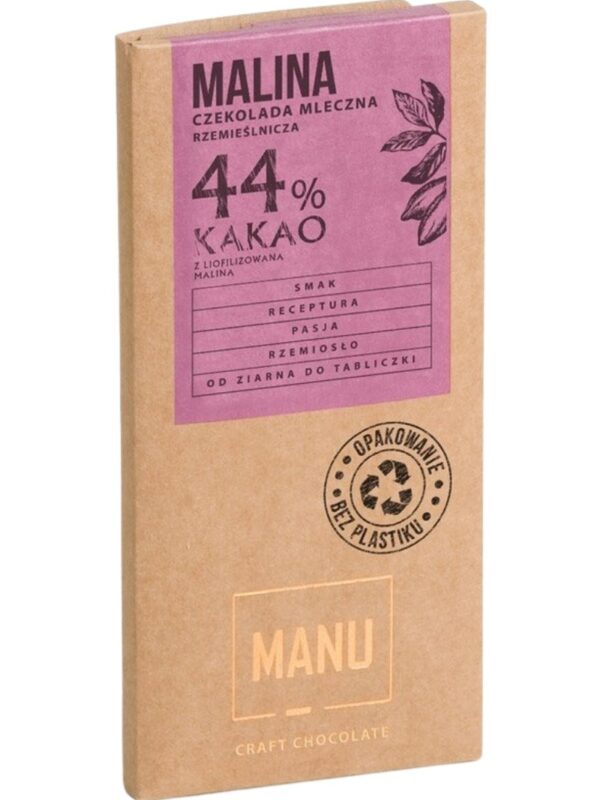Czekolada MANU z Maliną - 44% kakao
