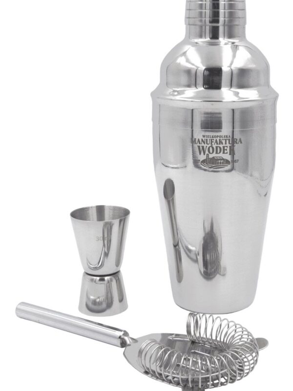 Zestaw barmański 3-częściowy: shaker, sitko, miarka